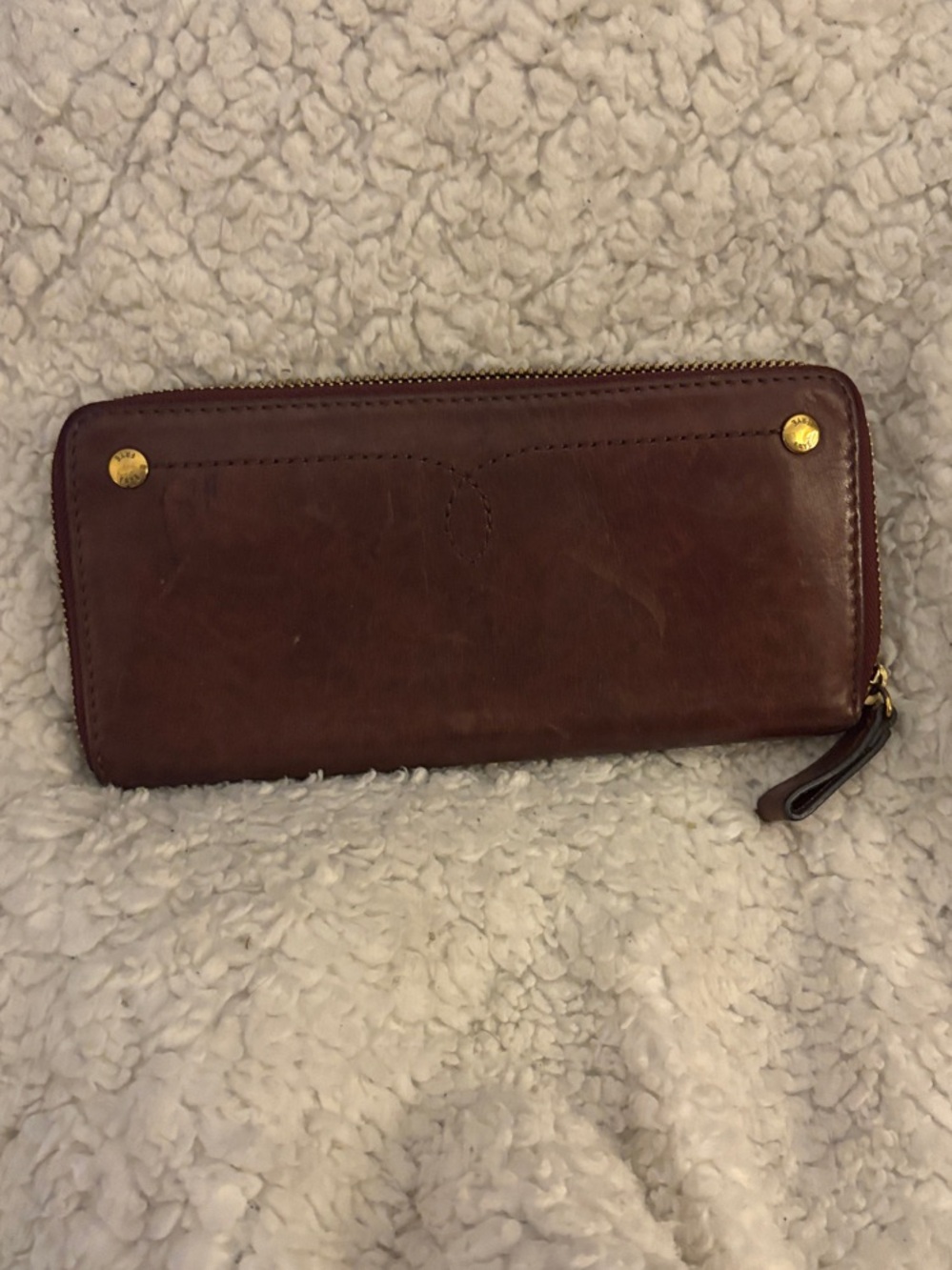 FRYE- Leather Zip-Around Wallet with Gold Hardware